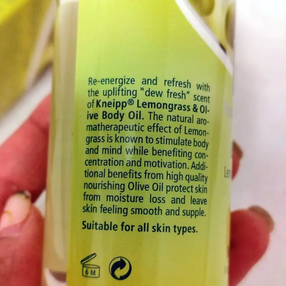 Kniepp Lemongrass & Olive New Energy Natural Body Oil 3.4 oz. All Skin Types NEW